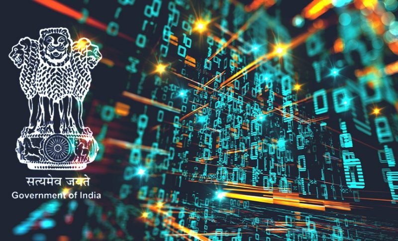 Government of India emblem and cyber background